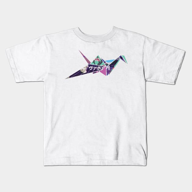 Vaporwave Origami Crane Kids T-Shirt by ramonavirus